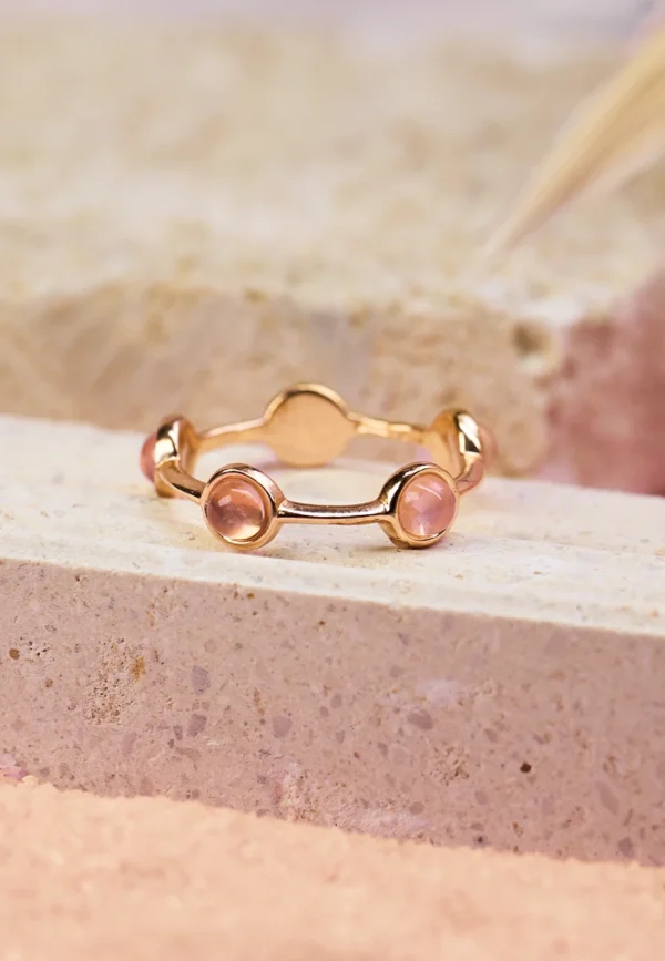 Anello Essenza Quarzo Rosa in Argento 925 con Pietra Naturale