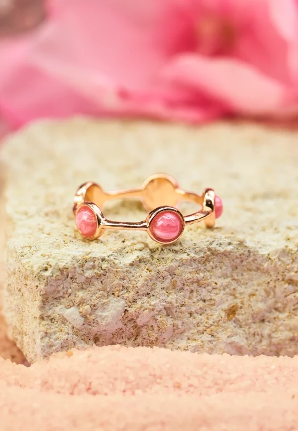 Anello Essenza Rodocrosite in Argento 925 con Pietra Naturale