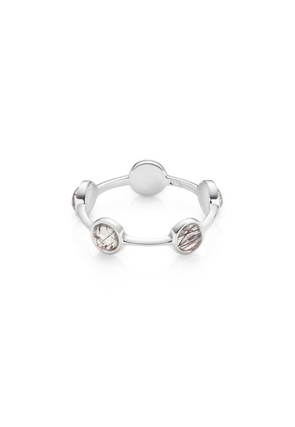 Anello Essenza Rutilato Nero in Argento 925 con Pietra Naturale