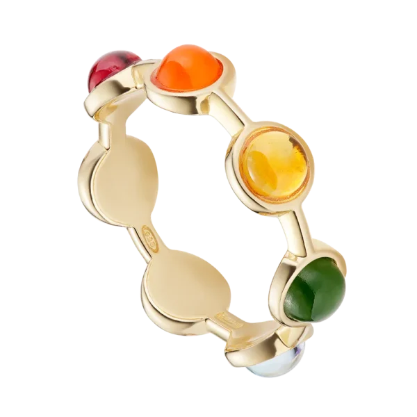 Anello Chakra 7 Pietre Naturali in Argento 925 Placcato Oro Giallo 24k