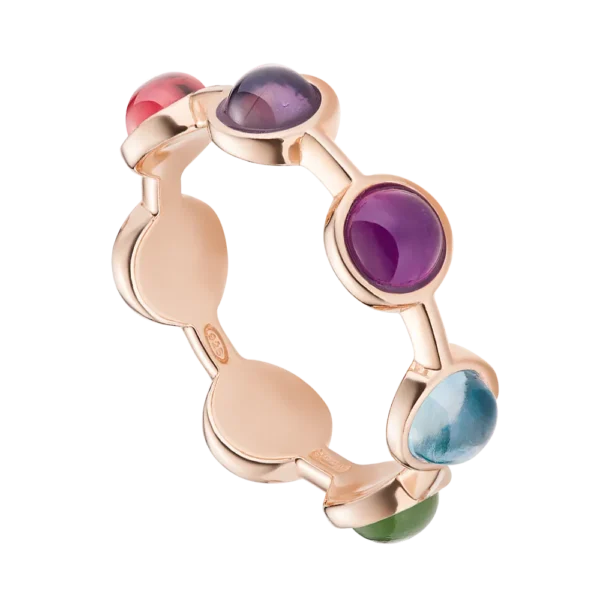 Anello Chakra 7 Pietre Naturali in Argento 925 Placcato Oro Rosé 24k