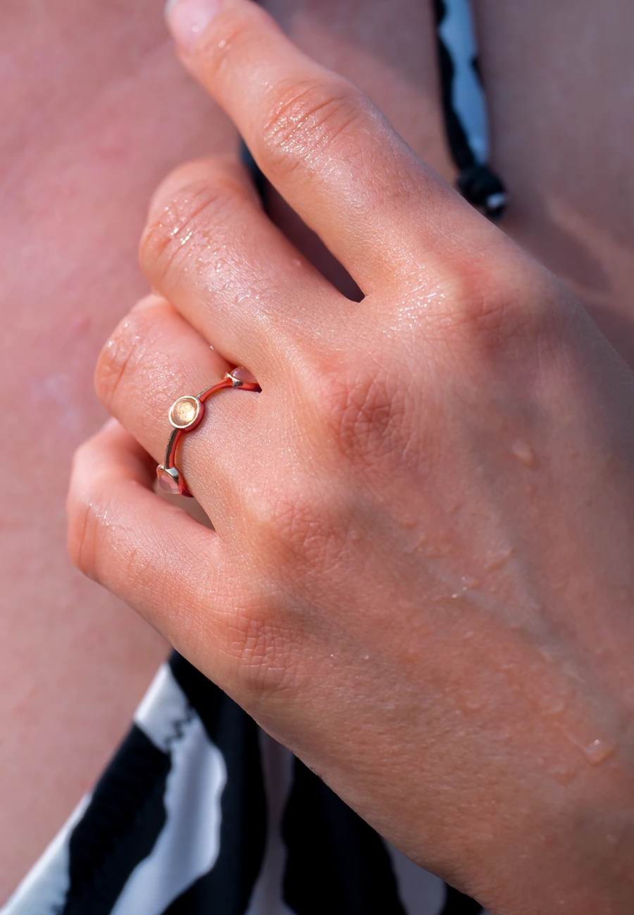 Anello Essenza Quarzo Rosa in Argento 925 con Pietra Naturale