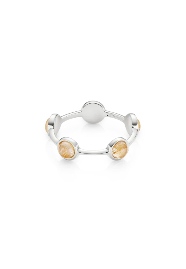 Anello Essenza Rutilato Oro in Argento 925 con Pietra Naturale