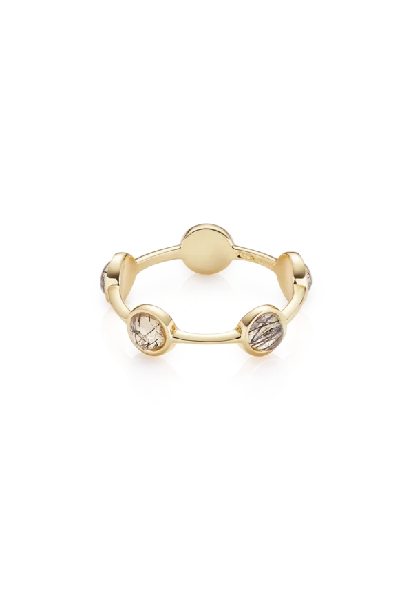 Anello Essenza Rutilato Nero in Argento 925 con Pietra Naturale