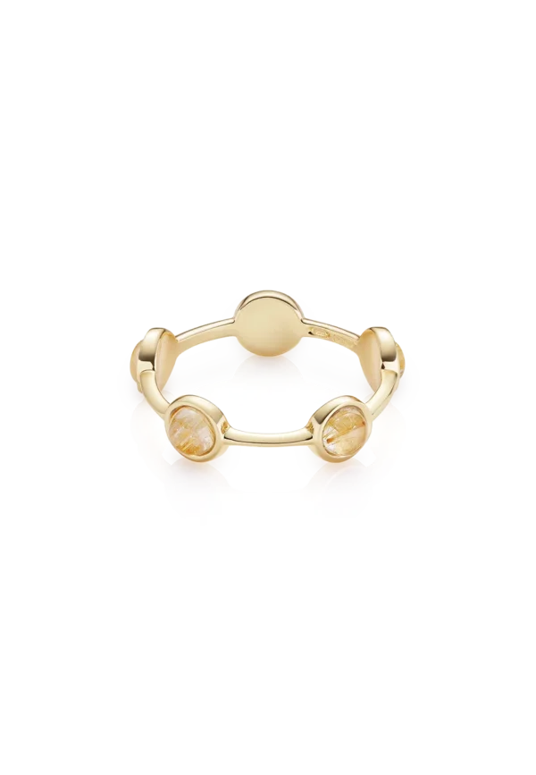Anello Essenza Rutilato Oro in Argento 925 con Pietra Naturale