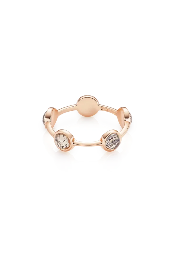 Anello Essenza Rutilato Oro in Argento 925 con Pietra Naturale
