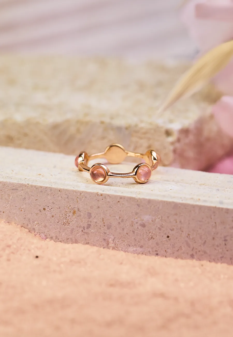 Anello Essenza Quarzo Rosa in Argento 925 con Pietra Naturale